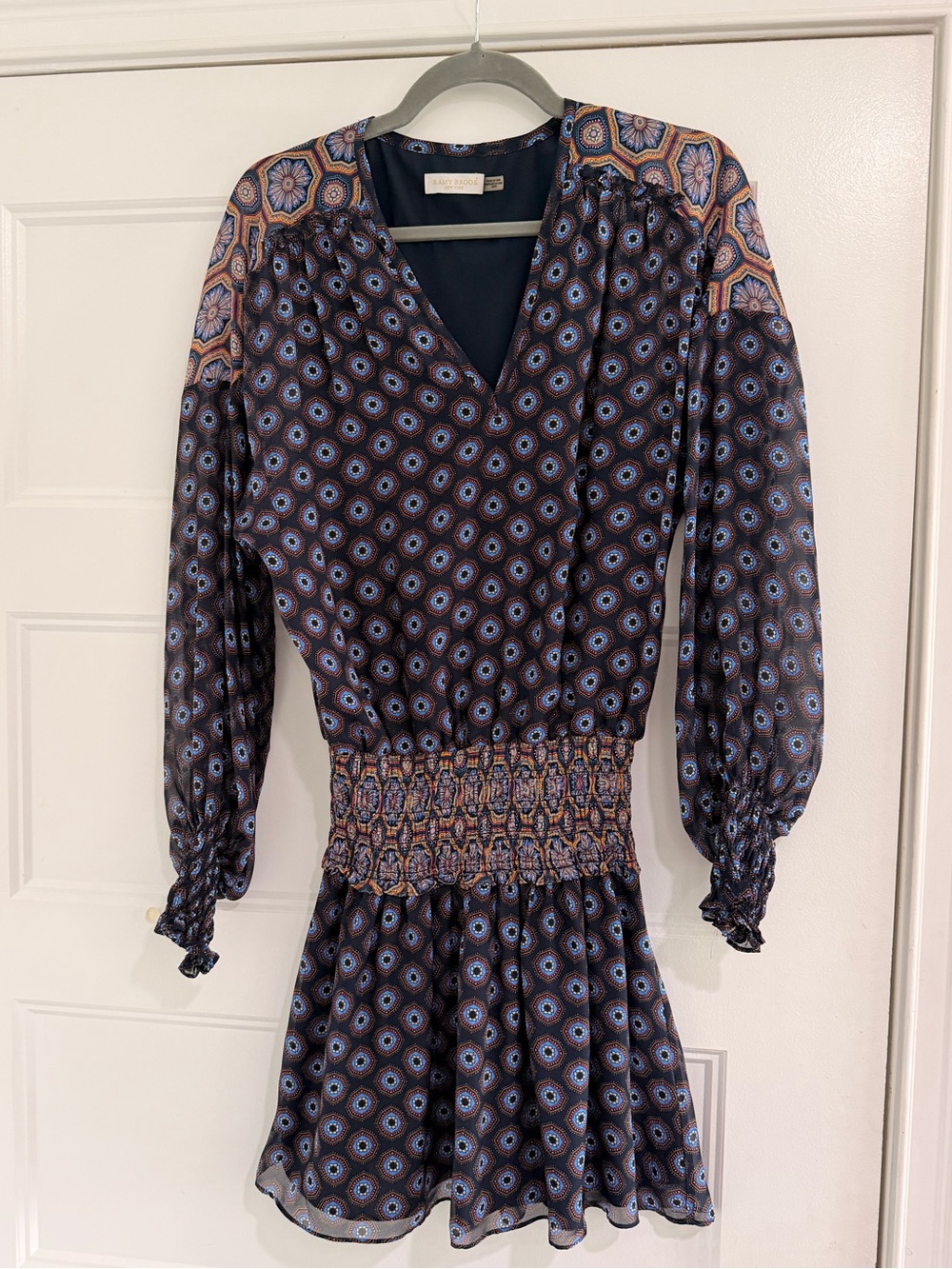 RAMY BROOK Patterned Smocked Waist Dress